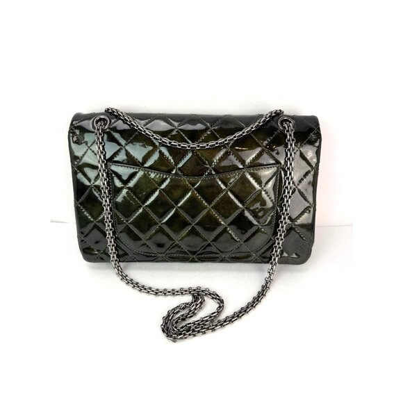 Chanel 2.55 Reissue Double Flap Iridescent Dark Green Patent Leather Bag - Picture 2 of 13